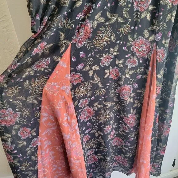 Anthropologie LAIA Ines Maxi Dress Black Floral Pleated Flare Sheath Small - Picture 7 of 9